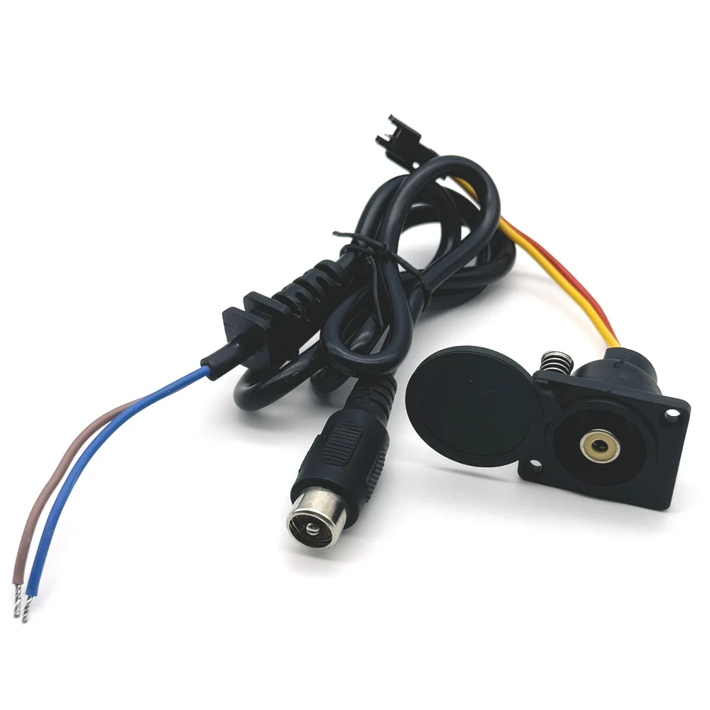 Cabezal de carga para bicicleta eléctrica, línea de salida de batería de litio, Base redonda macho y hembra de 60V, enchufe de cargador CC, conector RCA - imagen 3