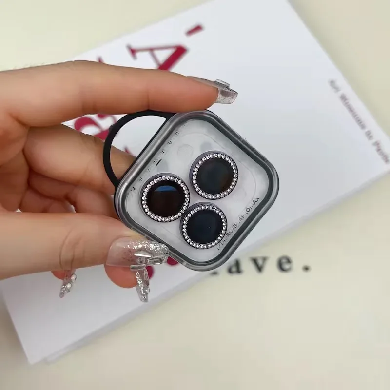 Protector de lente de cámara de Metal para IPhone 17 16 15 Pro Max 15 Plus, cristal de lente de anillo de diamante para Iphone 14 Pro Max, accesorios, 2-3 uds. - imagen 3