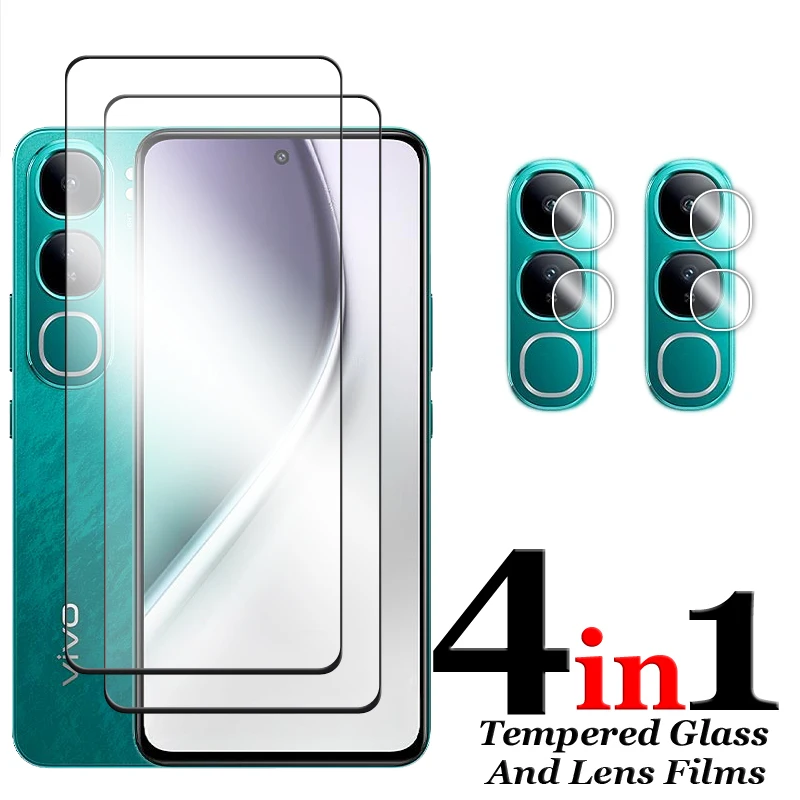 6 en 1 para Vivo Y200 5G vidrio para Vivo Y200 Y100 5G 4G vidrio templado 2.5D cubierta completa pegamento HD Protector de pantalla para Vivo Y200 película - imagen 3