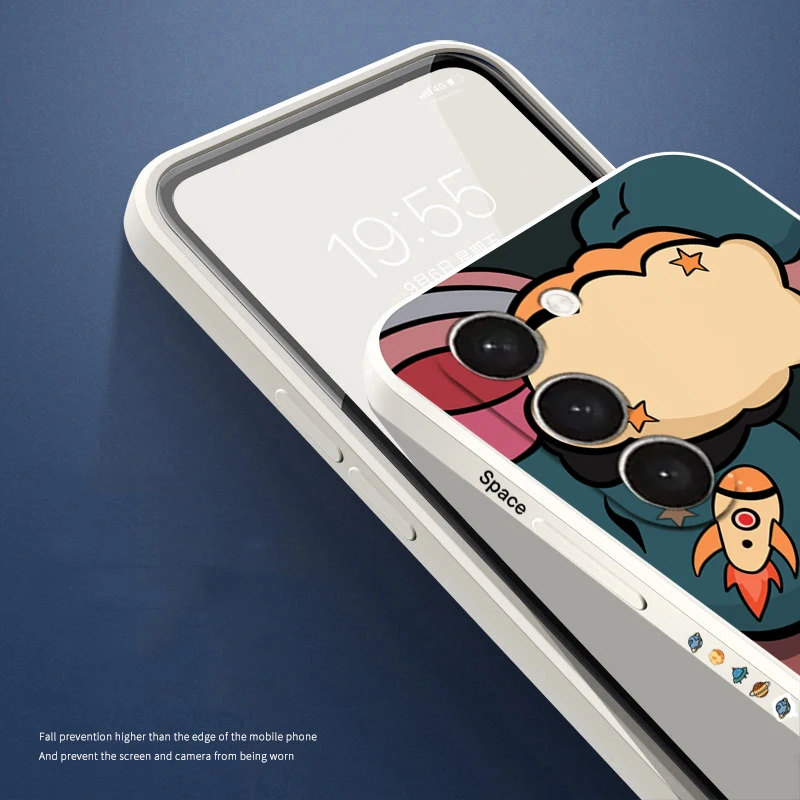 Funda para Samsung S23 Ultra S22 Plus S21 FE, cubierta de teléfono con dibujos animados de astronauta espacial para Galaxy A14 A34 A54 A13 A33 A53 A32 A52 - imagen 4