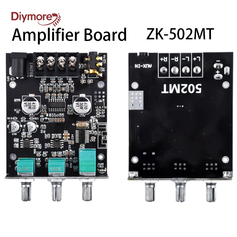 Placa amplificadora Bluetooth ZK-502MT, módulo de potencia de Audio estéreo HiFi 2X50W con Control de tono, salida de doble canal