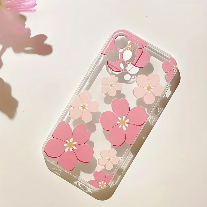 Funda de teléfono con flores rosas para iPhone 14 13 11 15 Pro Max 12 Mini XS XR X 8 7 Plus SE 2022 14Pro 13Pro, funda suave mate - imagen 2