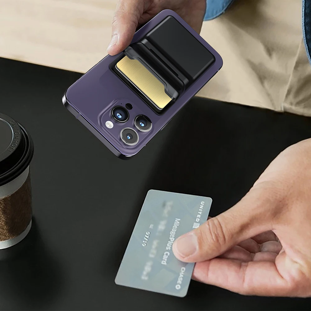 Cartera magnética de 3 tarjetas, carcasa dura con soporte ajustable, ranura para tarjetas, para iPhone serie 15/14/13/12 - imagen 2