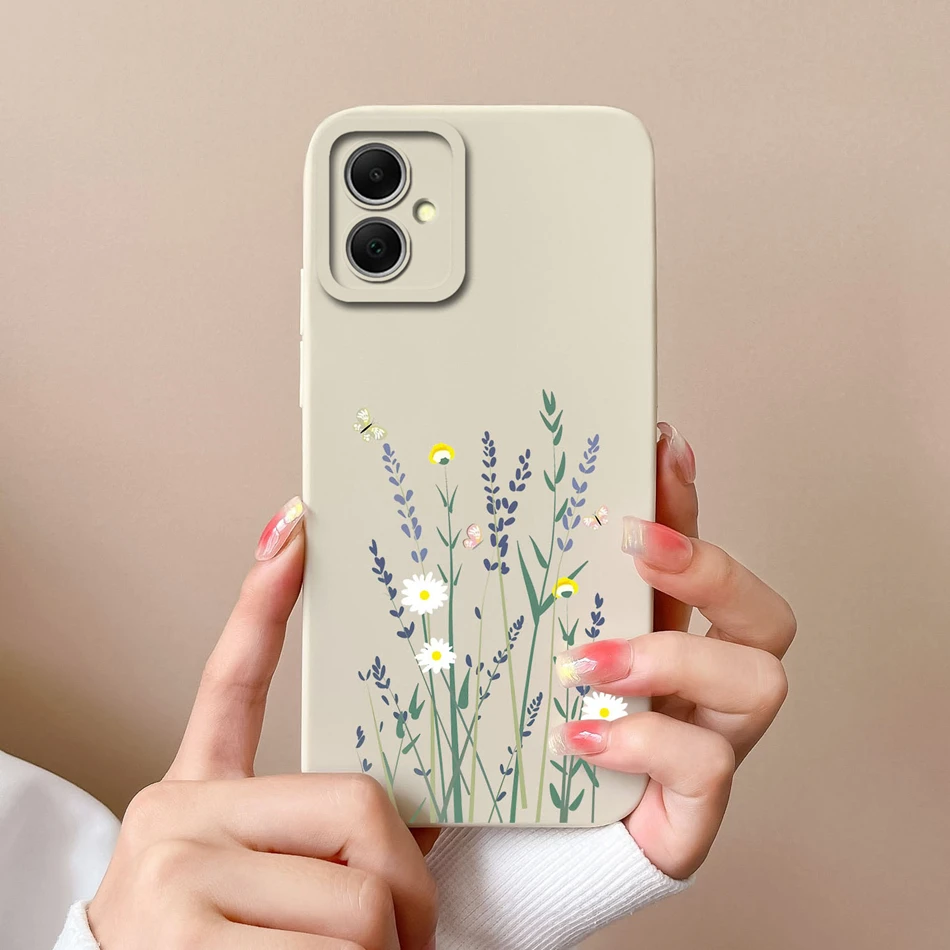 Funda para Samsung A06 plantas de flores parachoques de silicona líquida suave y liso para Galaxy A06 fundas de teléfono protección de lente contraportada Capa - imagen 3