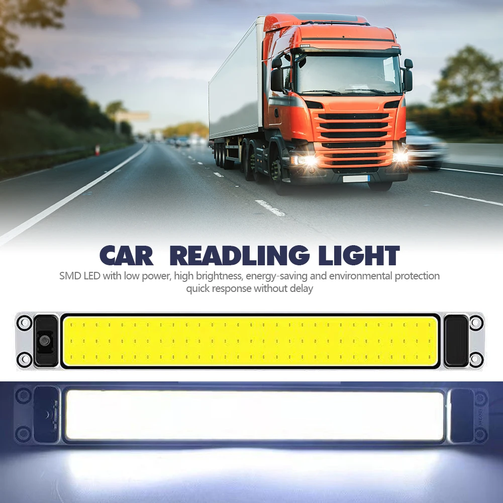 Tira de luces LED nocturna para lectura de coche, lámpara de techo Interior con interruptor de encendido y apagado para furgoneta, camión, Camper y barco, 12-24V