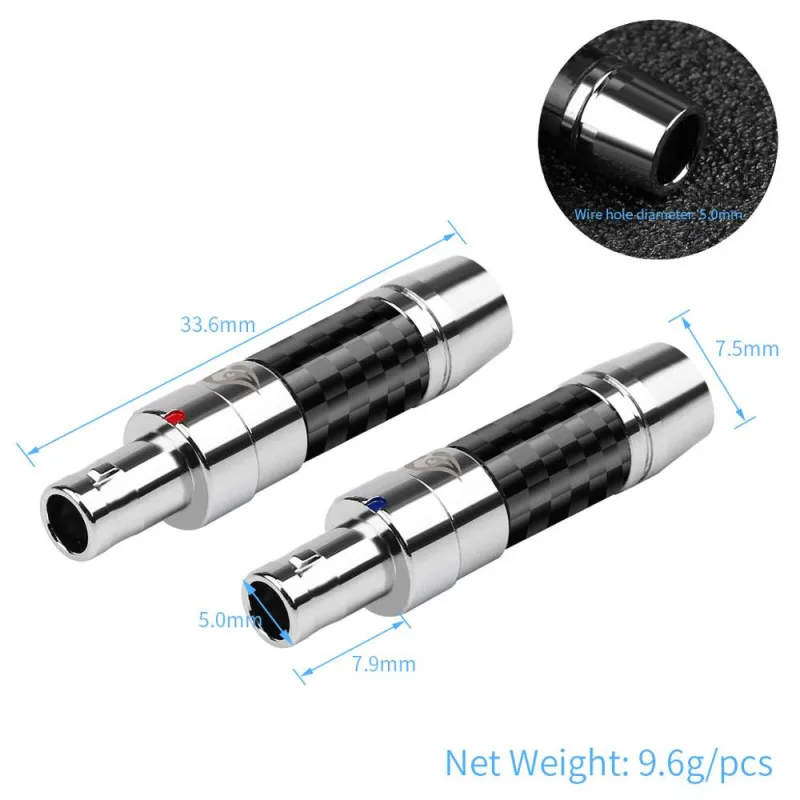 Conector de Audio HD800 HD800S HD820 D1000 Audiophile Hifi auriculares pines fibra de carbono rodio plateado auricular enchufe de soldadura - imagen 3