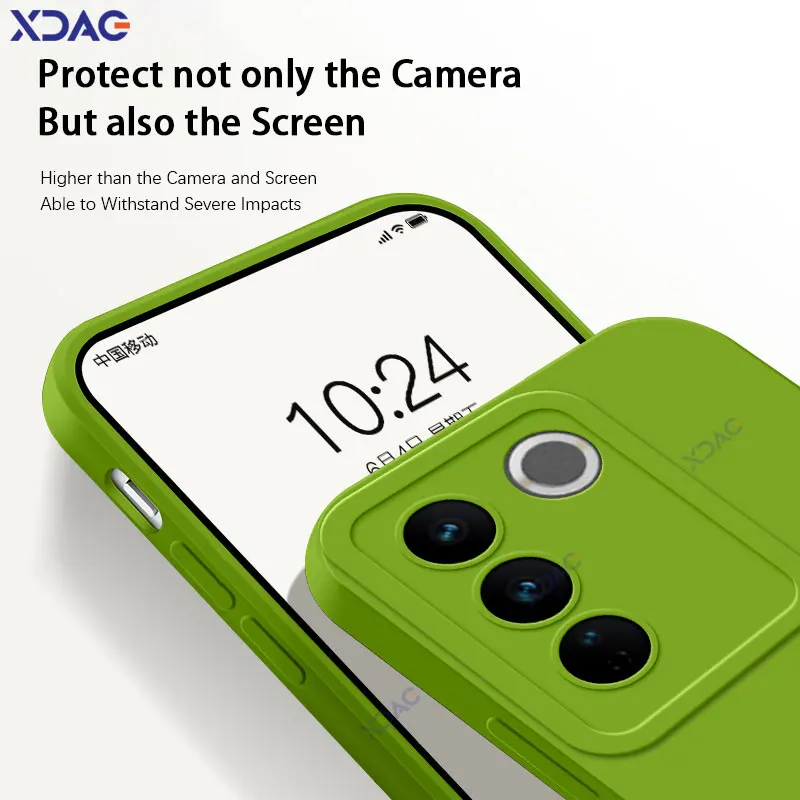 Fundas cuadradas de silicona líquida con ojos de Ángel para VIVO V27 Pro VIVOV27 V27Pro V 27 5G, Fundas protectoras suaves para teléfono para niños y niñas, 360 - imagen 4