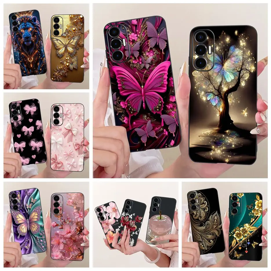 Para Tecno Pova 3 funda LF7n nueva funda pintada de mariposa de lujo funda de teléfono suave de TPU para Tecno Pova Neo 3 LH6n Pova3 PovaNeo3 Shell