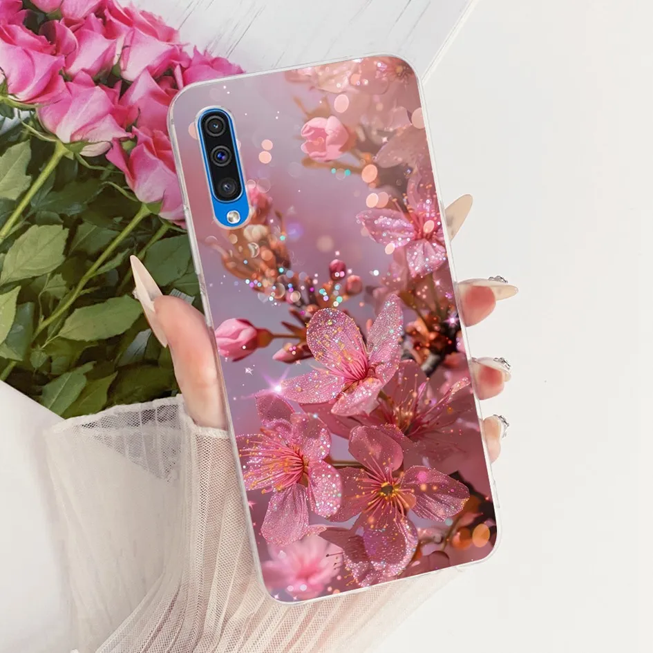 Para Samsung Galaxy A50 funda SM-A505F funda de silicona transparente elegante flor Bowknot carcasa suave para Samsung A30s A50s A70 Capa - imagen 4