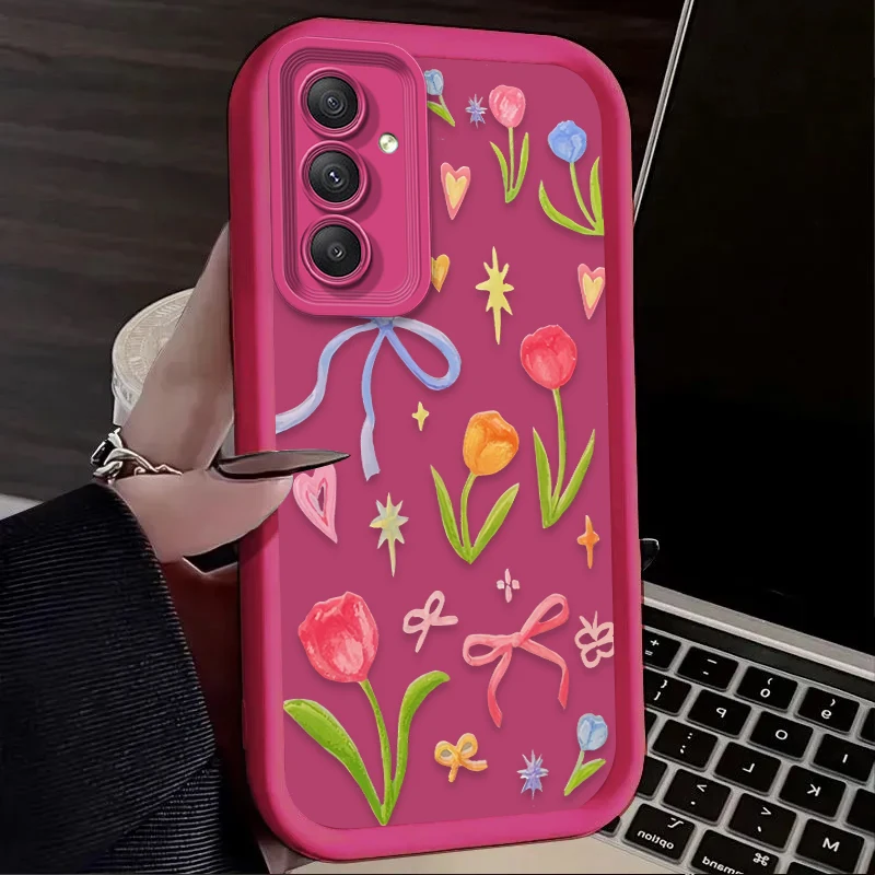 Funda blanda con gráfico de flores de Color para Samsung Galaxy A35 A55 A15 A25 A16 A06 A05 A05S A24 A13 A23 A12 A22 A32 A52 A71 A51 4G - imagen 5