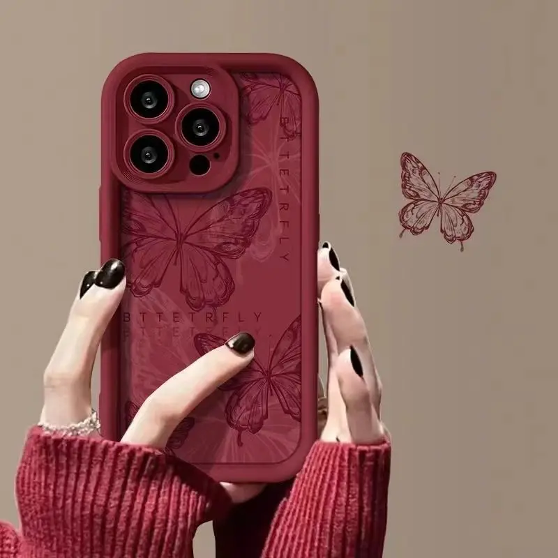 Funda de teléfono de pareja de silicona con mariposa morada para Xiaomi Redmi 9A 9C 10 10C 12 12C K30 K40 K50 Note 10 11 12 13 Pro 5G