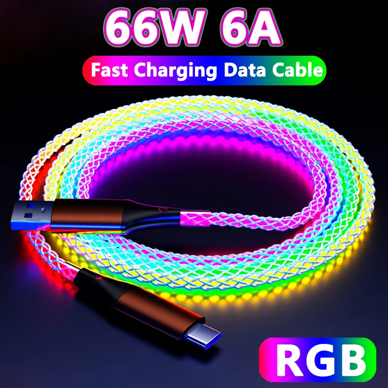 Cable USB-C Coche Carga Rápida 66W RGB – Universal Smartphones