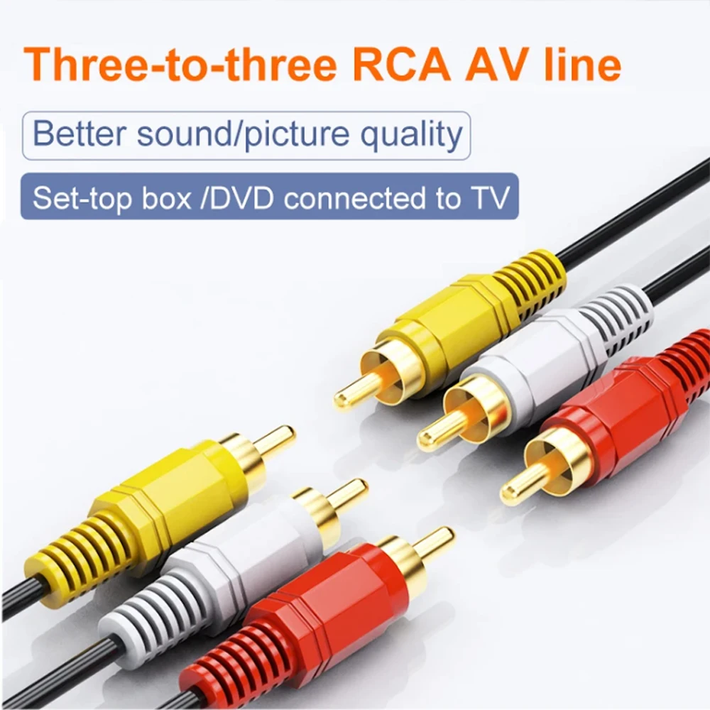 Cable macho 3RCA: cable de expansión AV, cable de enchufe, TV, adaptador de vídeo DVD para transmisión de audio y vídeo - imagen 2