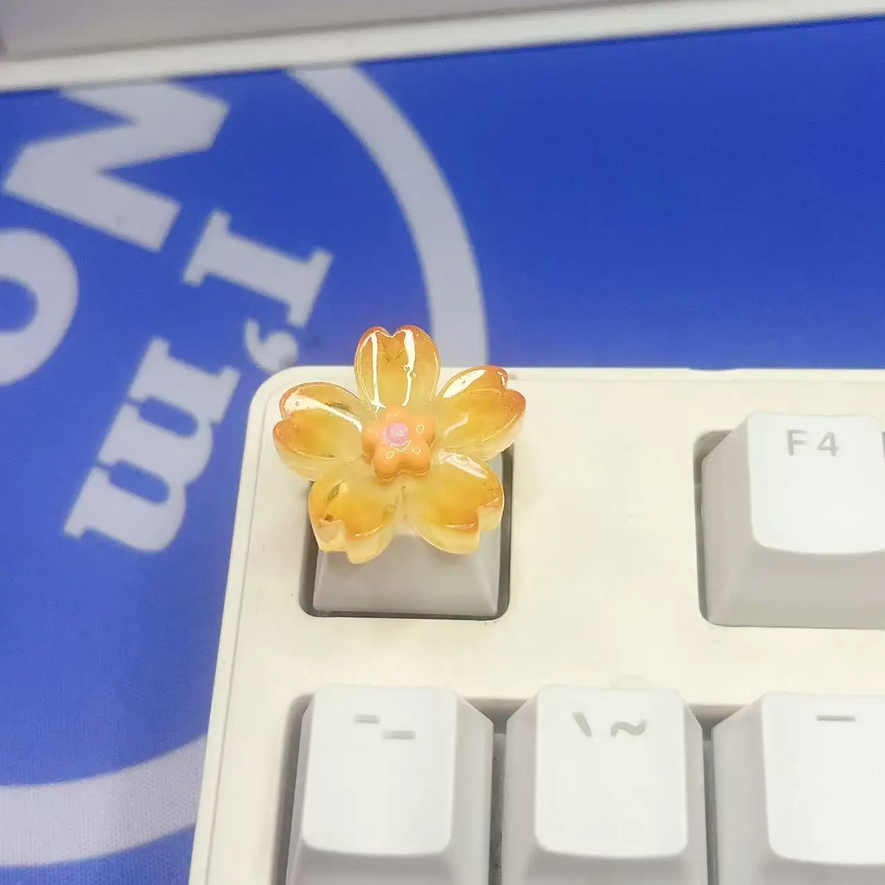 DIY transparente flor púrpura rosa Keycap eje Universal Gaming Teclado mecánico reemplazo Keycap R4 altura ESC Key - imagen 4
