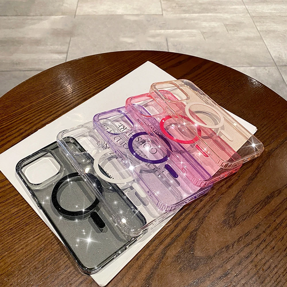 Funda magnética para iPhone 16 16E 15 14 13 12 Pro Max Plus, funda brillante estrellada transparente a prueba de golpes, Fundas para teléfono Mag-safe - imagen 2