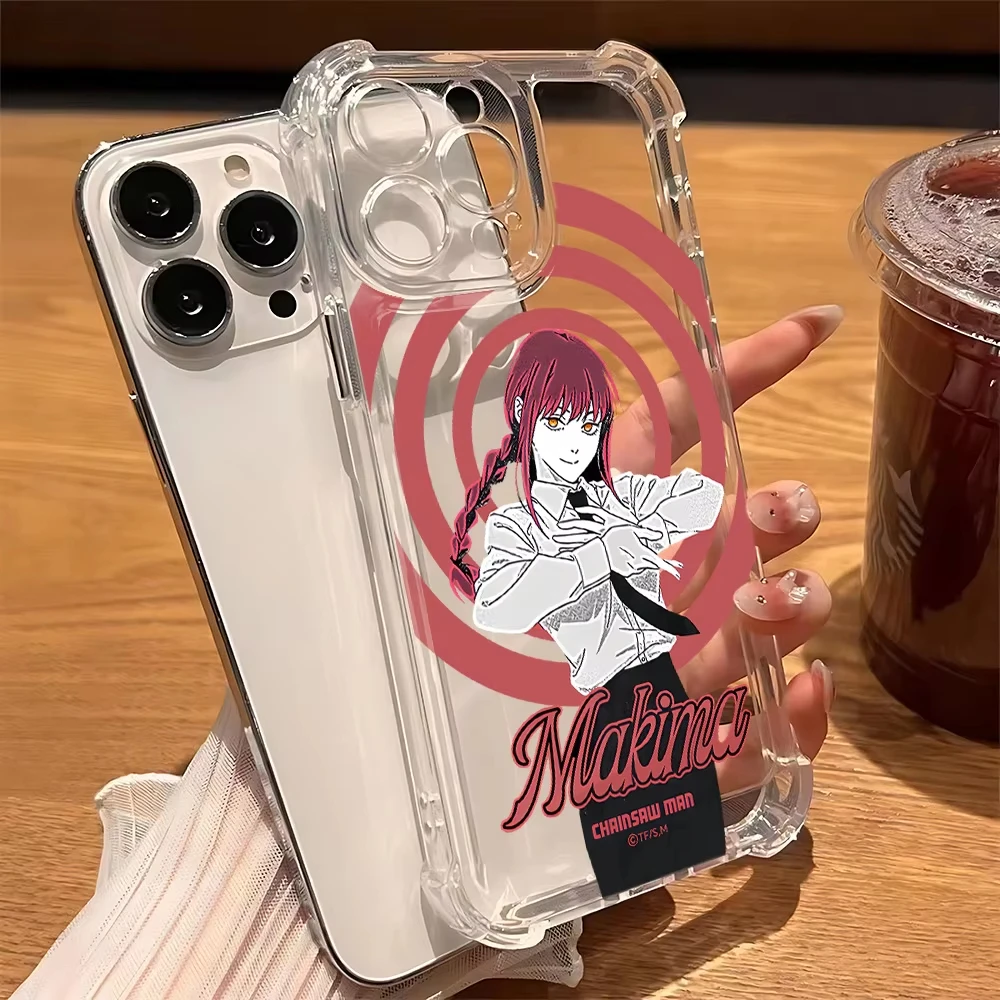 Funda de teléfono anticaída cuádruple m-man con motosierra de Anime para iPhone 17 Air 16 ProMax 15 14 Plus 13 12 11, funda de silicona a prueba de golpes - imagen 3