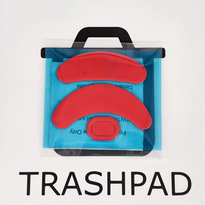 1 Juego de patines para ratón TRASHPAD PTFE, pies para Rapoo VT3S, tamaños de mano pequeños a medianos, deslizadores de ratón de Control rojo, diseño antihundimiento de 0,8mm - imagen 4