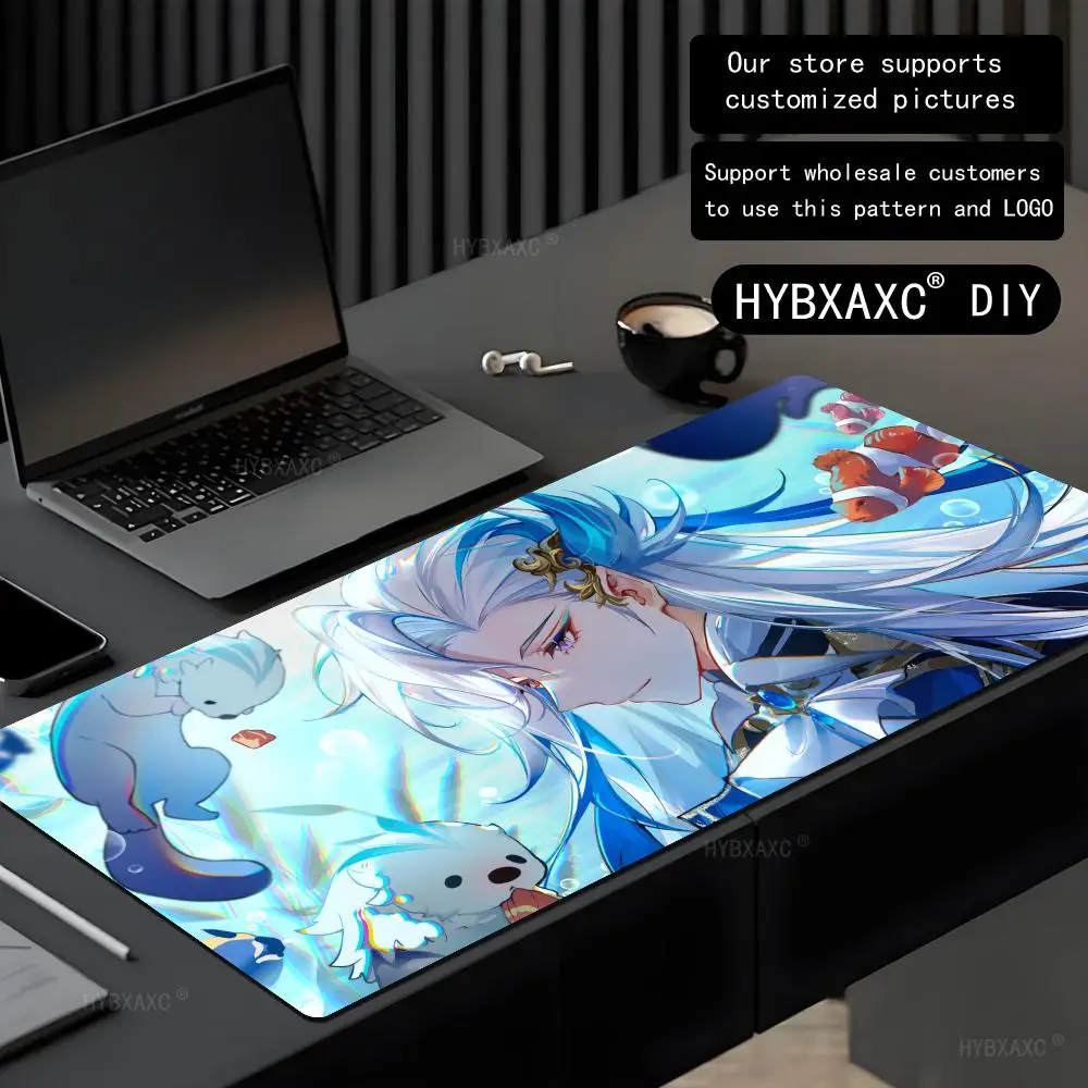 Alfombrilla de ratón Wriothesley Neuvillette Genshin Impact, alfombrilla grande XXL para ratón, acolchado para teclado de ordenador, accesorios para juegos de Anime, alfombrilla de escritorio - imagen 2