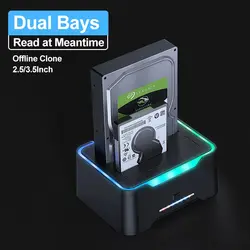 Estación USB 3.0 SATA Doble Bahía HDD/SSD con Clonado RGB
