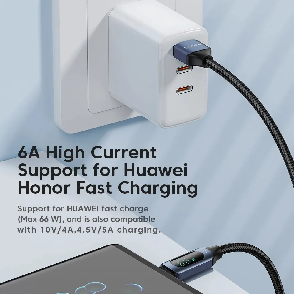 Toocki Cable USB tipo C 66W cargador de carga rápida USB A a USB C Cable de pantalla para iPhone 15 Xiaomi POCO F3 Realme Macbook iPad - imagen 3