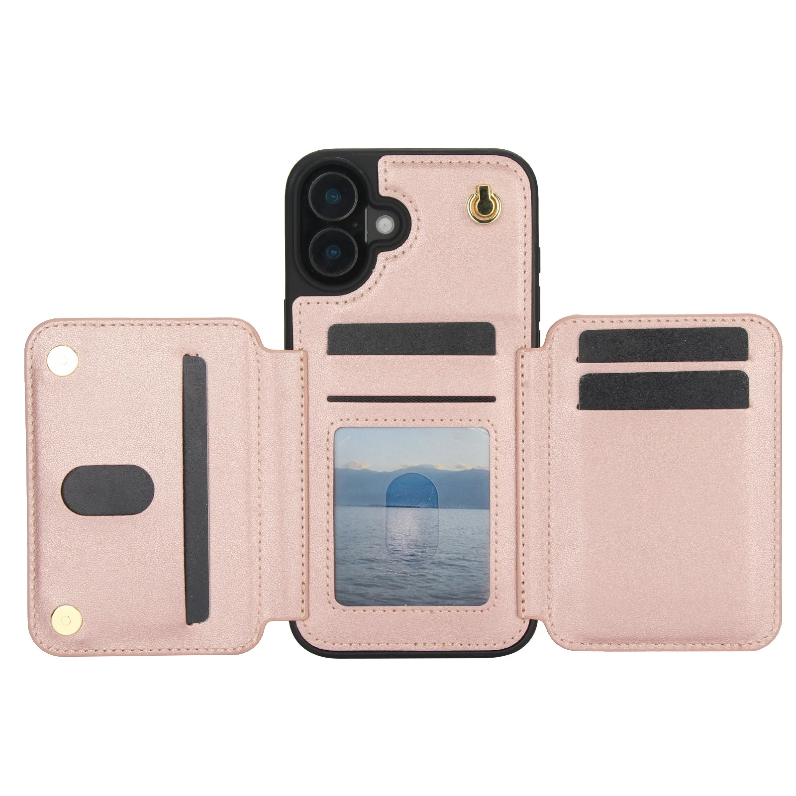 Bandolera con cremallera y correa, tarjetero, funda de teléfono para iPhone 16 Pro Max 15 14 13 12 11, cordón RFID, bolsa con soporte, funda de bolsillo - imagen 2