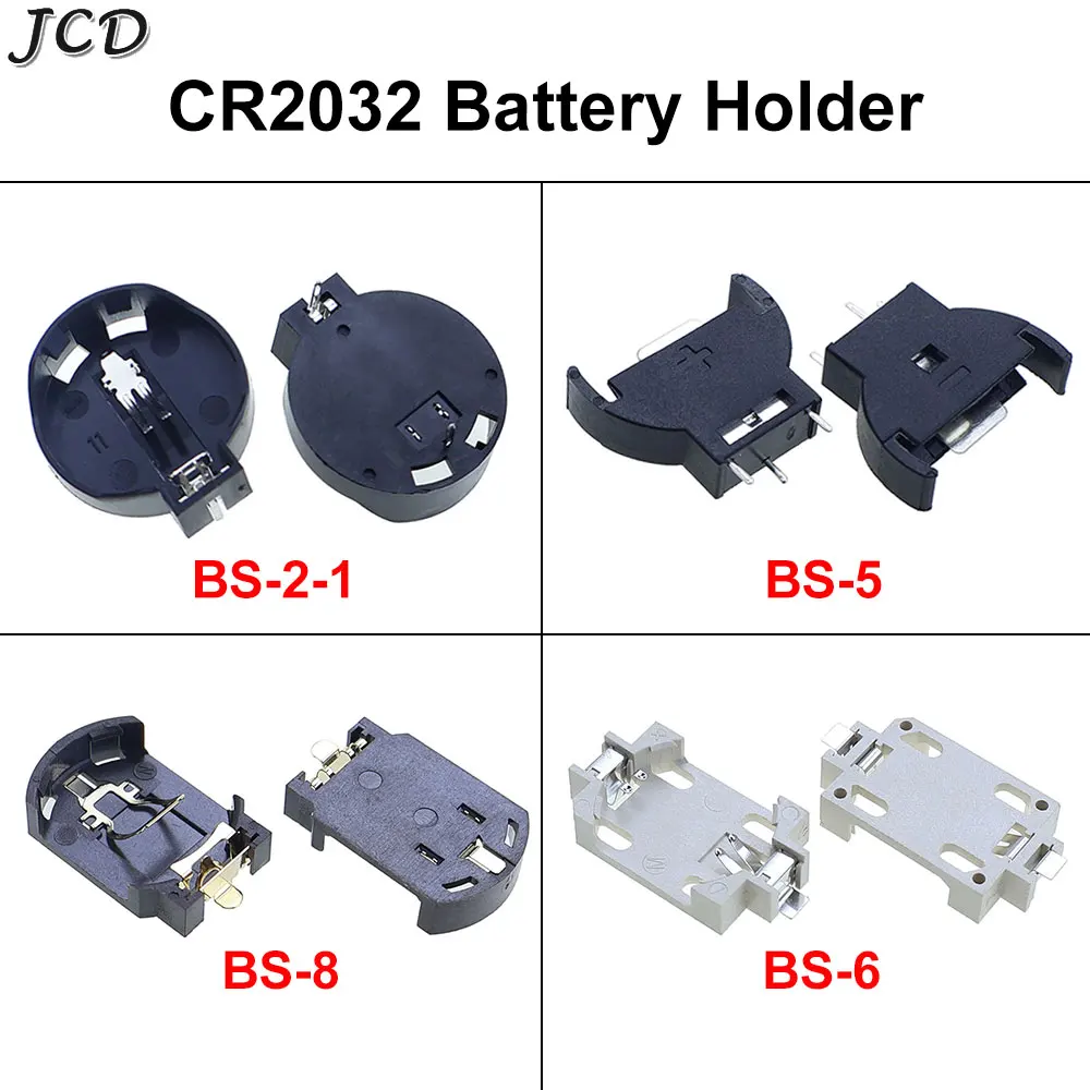 JCD 10 Uds CR2032 CR2025 CR2016 3V batería pila de botón soporte para batería enchufe caja de batería SMD caja de baterías