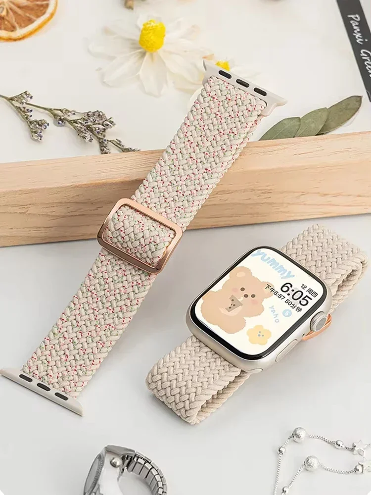 Solo Loop trenzado para Apple watch band 45mm 44mm 40mm 49mm 41mm 46mm pulsera elástica Apple series 10 8 9 SE 6 7 Ultra 2 - imagen 2