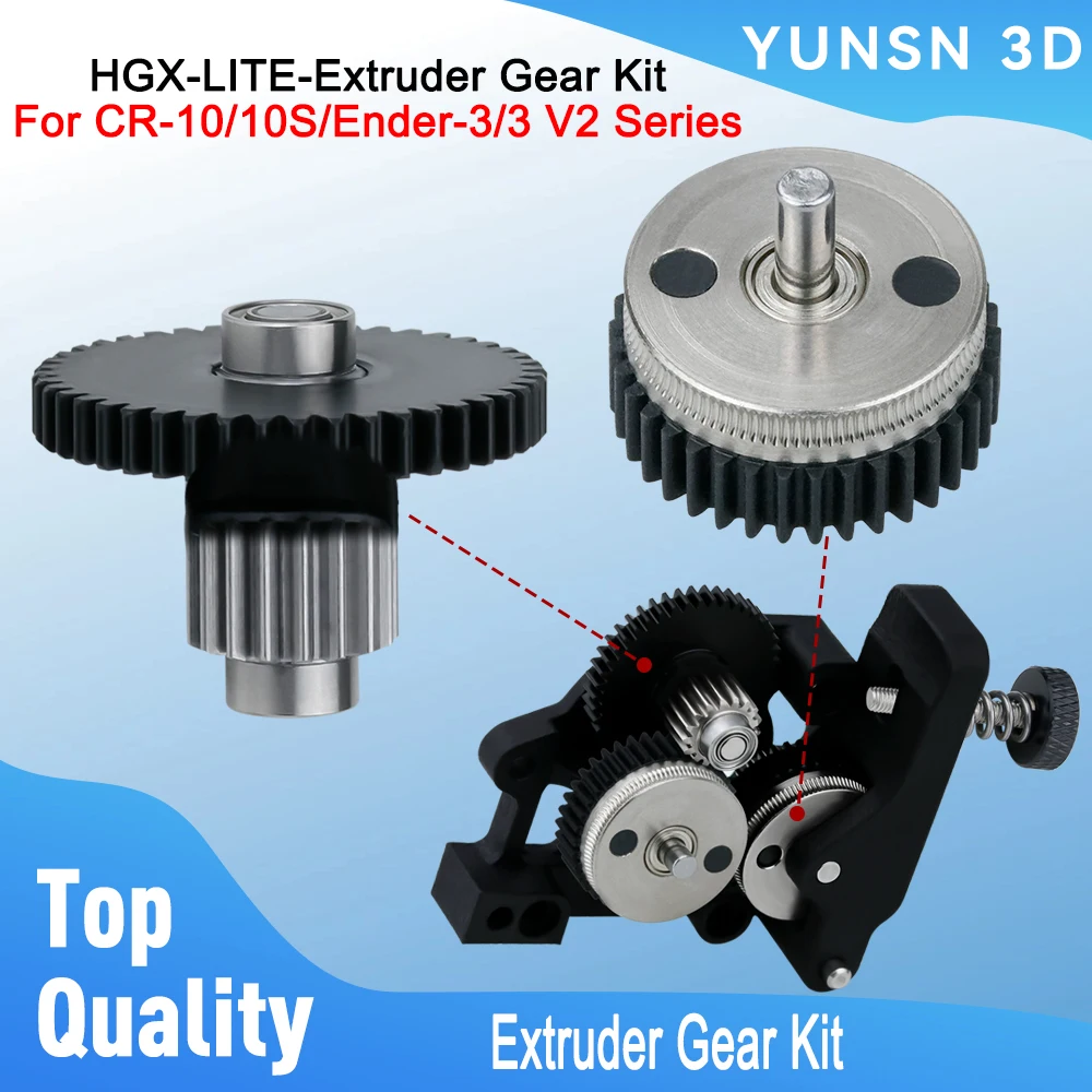 Engranaje extrusor de HGX-LITE, extrusora de engranaje reductor de acero endurecido totalmente de Metal para piezas de impresora 3D serie CR-10/10S/Ender-3/3 V2