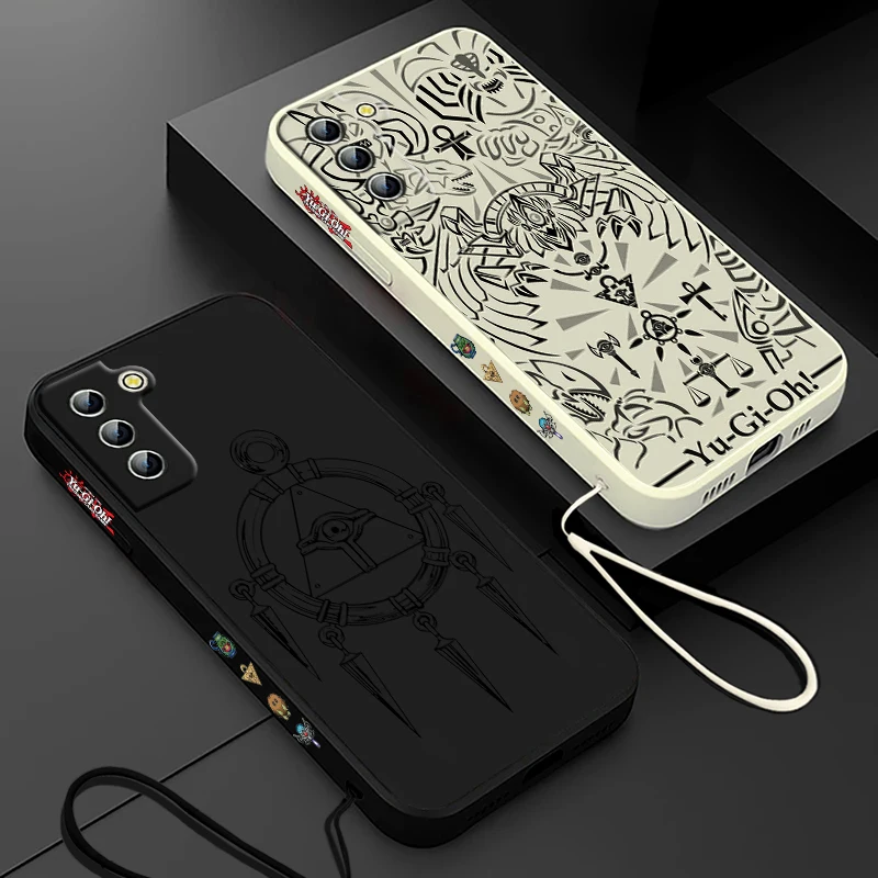 Yu Gi Oh Logo funda de teléfono para Samsung Galaxy S24 S23 S22 S21 S20 Pro FE Plus Ultra líquido cubierta de cuerda izquierda - imagen 2