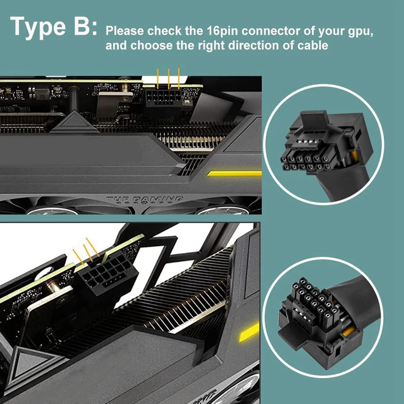 Cable de GPU HOT-16Pin a 3X, 8 pines, extensión Pcie-16AWG, PCIE 5,0, 90 grados, ángulo recto, 16 Pines, 12 + 4 pines, adaptador de suministro - imagen 4