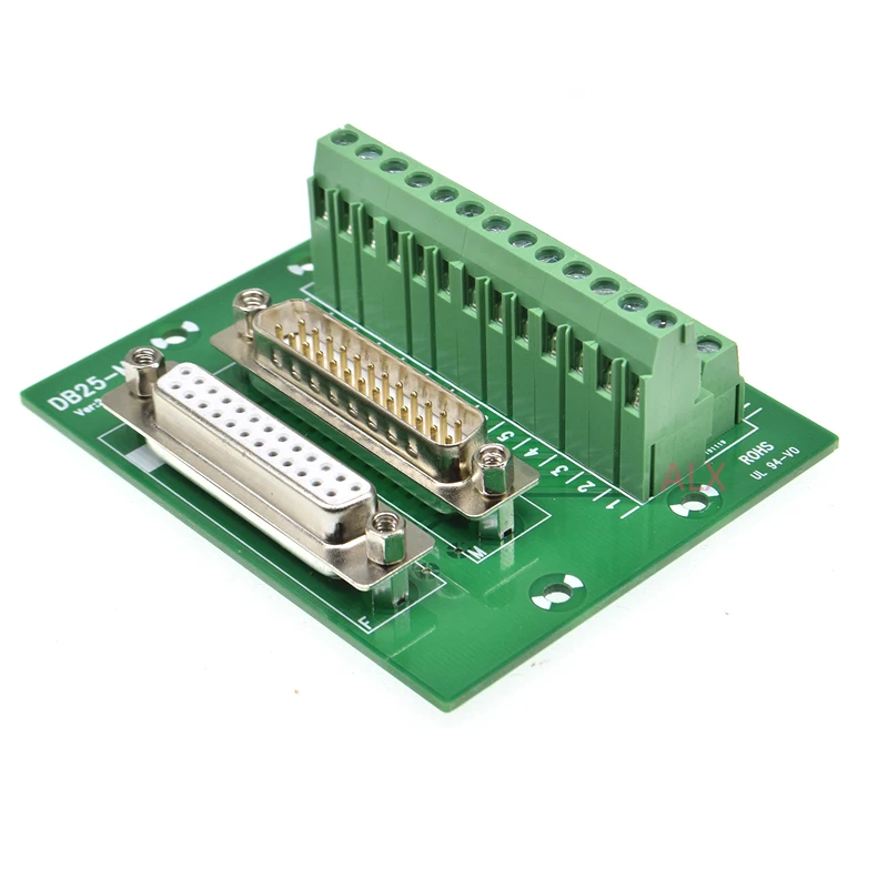 Adaptador de enchufe macho y hembra a bloque de terminales Db25, 1 piezas, placa Pcb, conector d-sub de 25 pines, convertidor de montaje en Riel Din - imagen 3