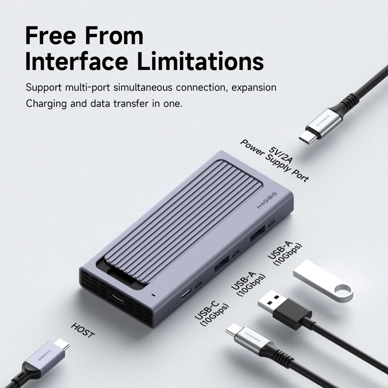 Caja Hagibis M.2 SSD con cubierta magnética de concentrador USB C, funda para disco duro externo Compatible con Thunderbolt 4/3 para MacBook PC - imagen 3