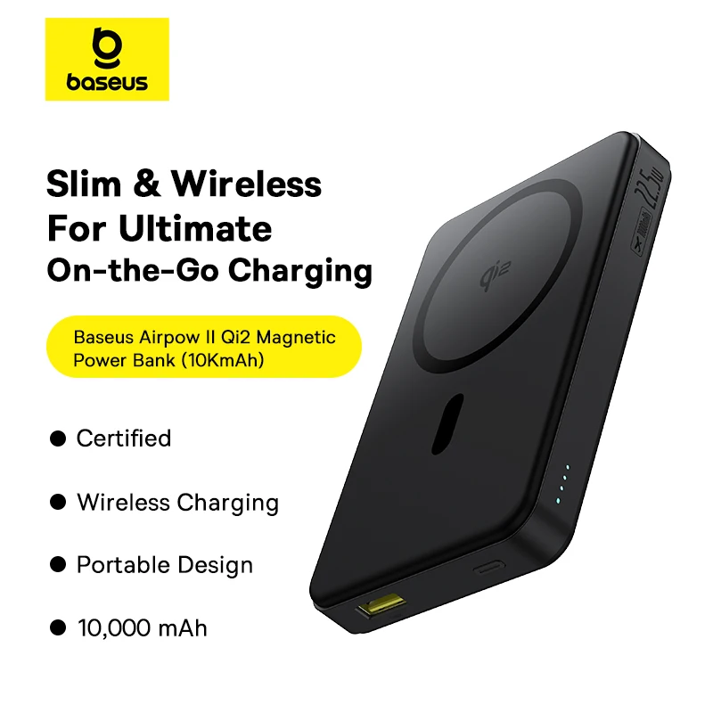 Baseus Qi2 Banco de energía magnético 10000mah carga rápida Powerbank carga inalámbrica 22,5 W cargador de batería externo para iPhone 17 16 - imagen 3