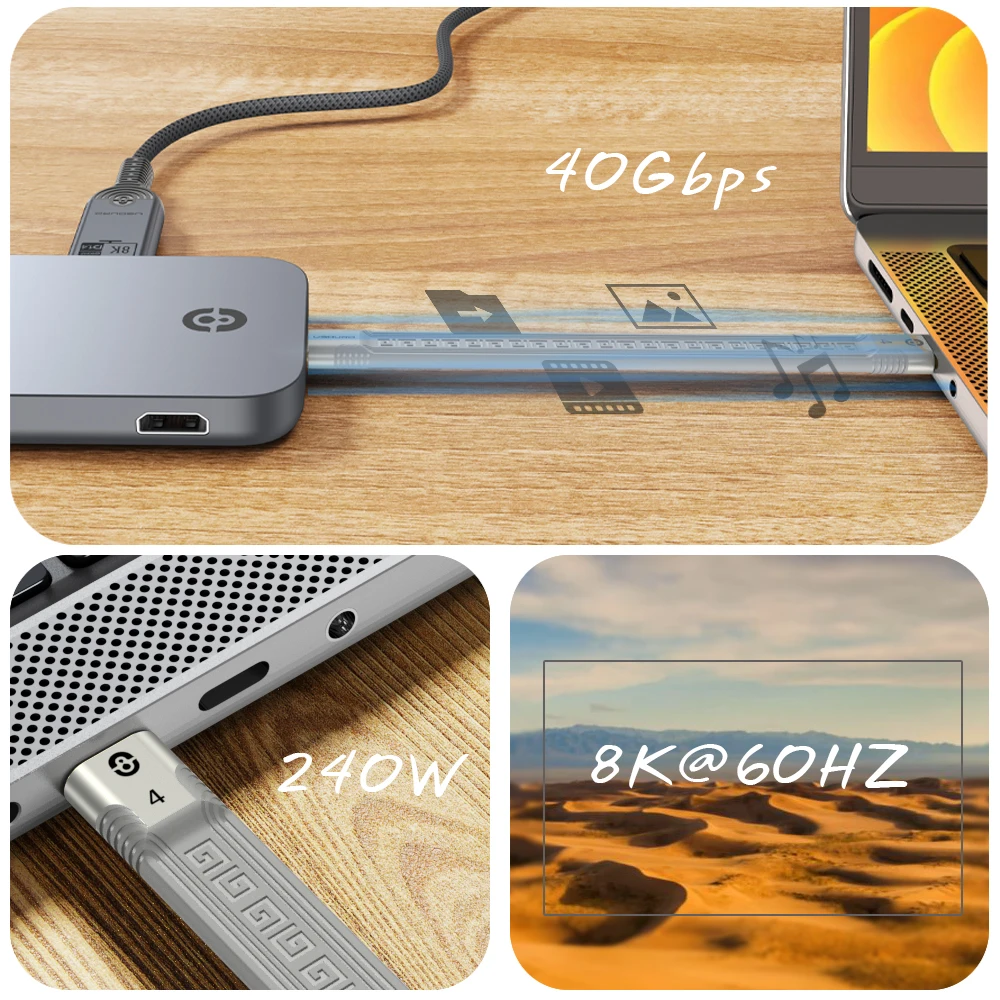 Cable corto USB 4 Thunderbolt 4 FPC 40gbps usb4 tipo c Cable de datos Thunderbolt3 240W 8K 60Hz para eGPU HDD SSD estación de acoplamiento HUB - imagen 5