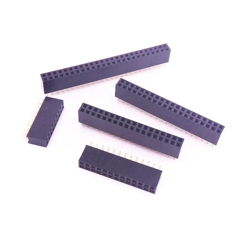 10 Uds 2,54mm 2x2/3/4/5/6/8/10/12/16/20/40 Pin hembra recta doble fila Pin encabezado tira conector PCB