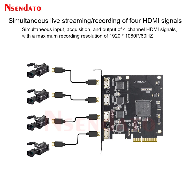 Tarjeta de captura de grabadora de vídeo HDMI SDI de 4 canales 1080P 60Hz HDMI SDI transmisión de vídeo en vivo tarjeta PCI Express para OBS Vmix - imagen 5