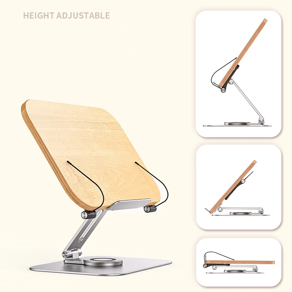 CABLETIME-Soporte de madera para lectura de ordenador portátil, estantería de escritorio para estudiantes, soporte para libros, altura ajustable, soporte perezoso para tableta S21 - imagen 5