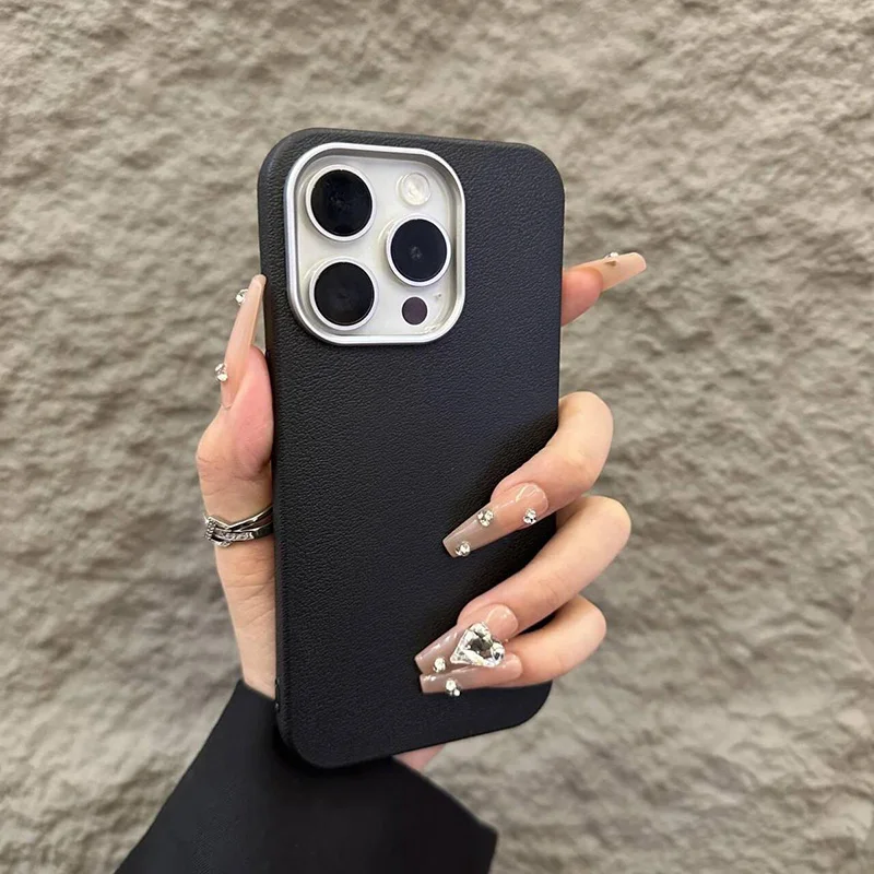 Funda de teléfono de cuero mate de lujo para iPhone 17 16 15 14 Plus 16E 13 12 11 Pro Max X XS Max XR 7 8 SE2 funda protectora a prueba de golpes - imagen 4