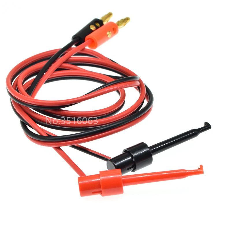 1 par de conectores Banana de 1M y 4mm para adaptador de Clip de gancho Cable eléctrico chapado en oro para cables de prueba de multímetro cable rojo negro - imagen 2