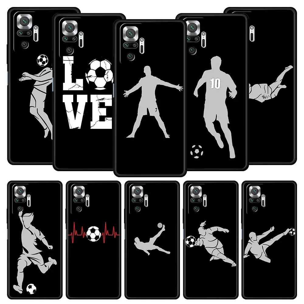 Funda de teléfono con diseño de jugador de fútbol para Xiaomi Redmi Note 12 11 10 Pro 9S 9 8 7 9T 8T 9C 9A 8A 12 11T 5G 10S K50 Gaming