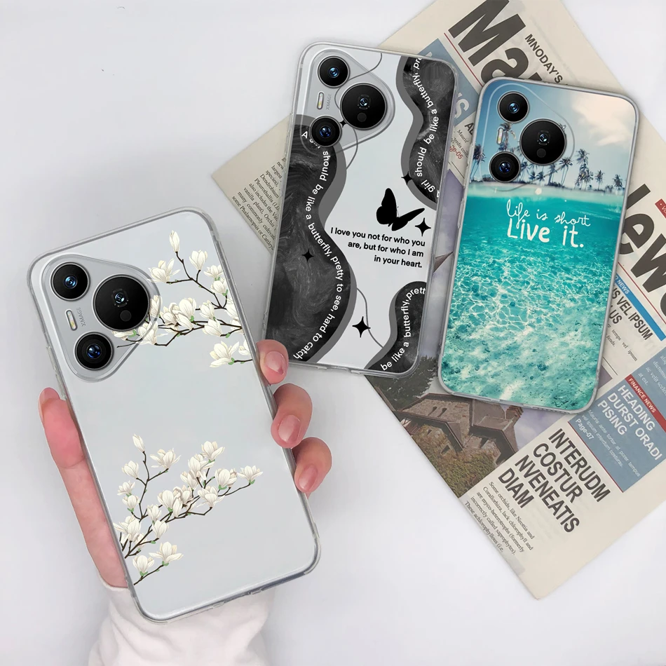 Funda de teléfono transparente para Huawei Pura 70 Pro, cubierta trasera Ultra suave de silicona anticaída, Color degradado, para Pura70 70Pro 70 - imagen 4