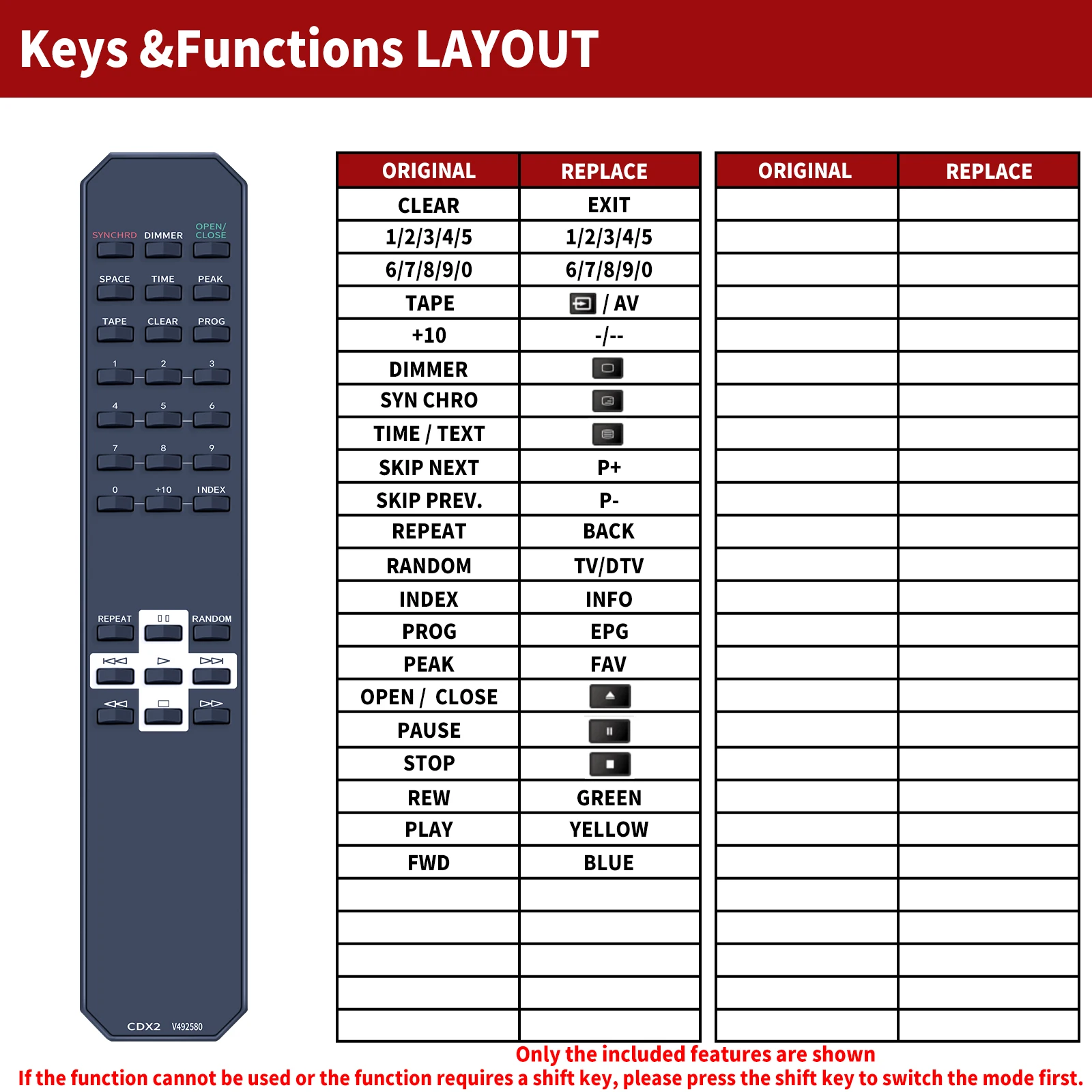 Nuevo CDX2 V 492580   Control remoto de repuesto para Yamaha CDX596 CDX469 CDX396 - imagen 3