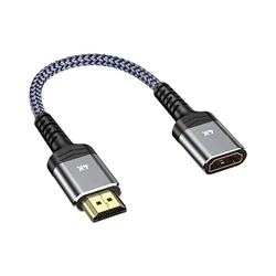 Adaptador HDMI macho a hembra trenzado chapado en oro alta definición
