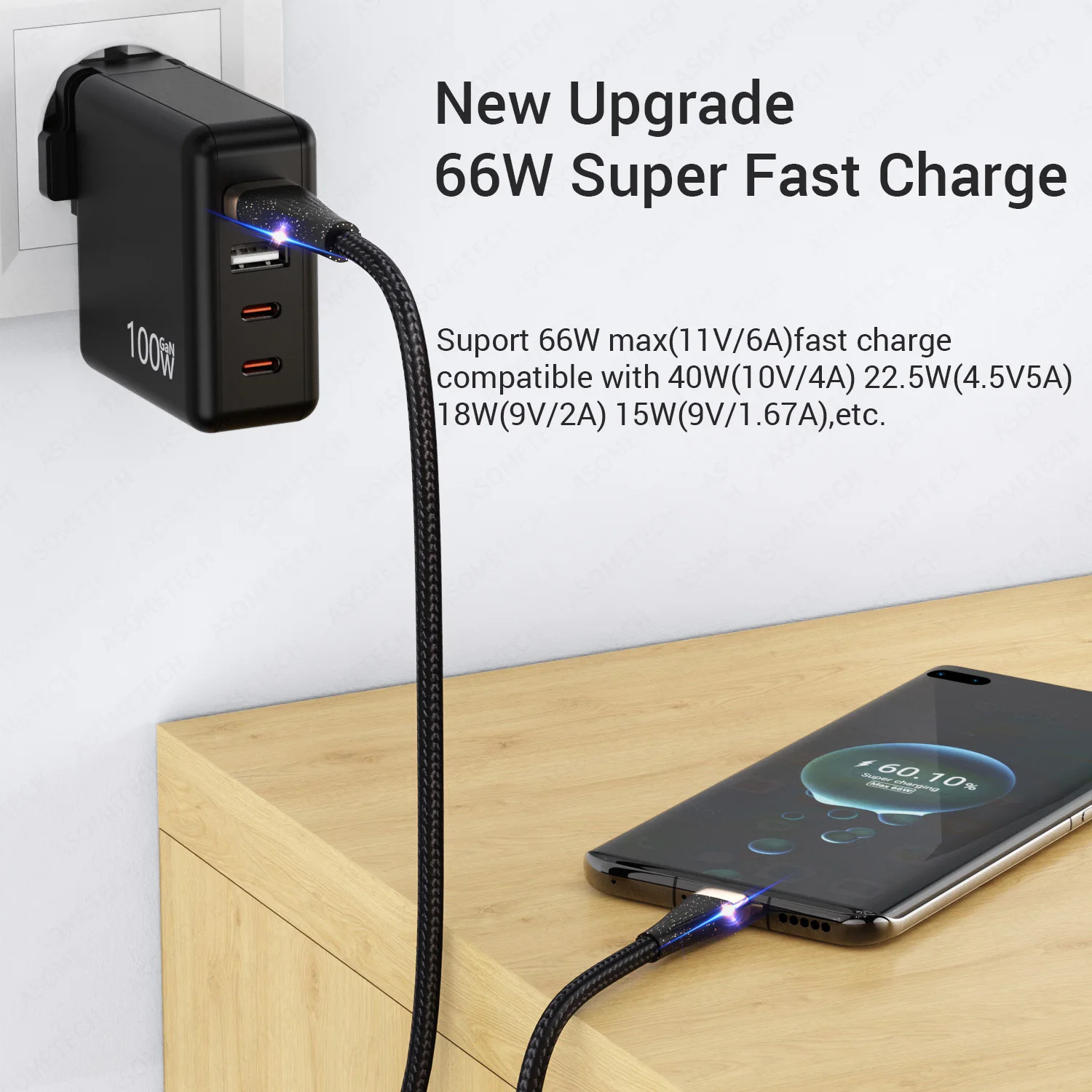 Cable USB tipo C 6A para teléfono, Cable de carga rápida USB A tipo C para Xiaomi, Samsung, MacBook, Cable de datos de carga rápida cable carga rapida tipo c cable usb c cargador carga rápida teléfonos móviles cable - imagen 4