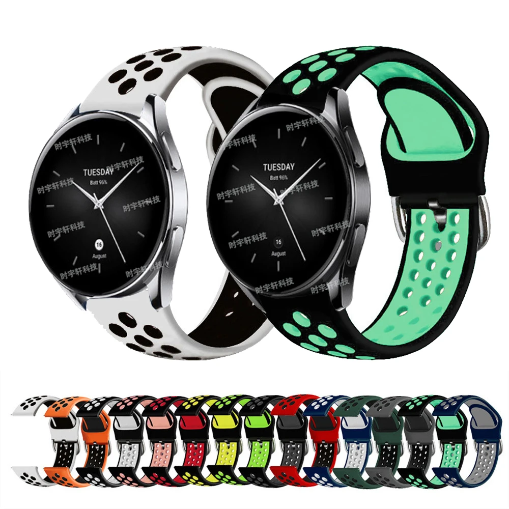Correa deportiva de 22mm para Xiaomi Watch S2, 42mm, 46mm/S1 Pro/Active/Color 2, pulsera de silicona de doble Color para reloj Realme S Pro