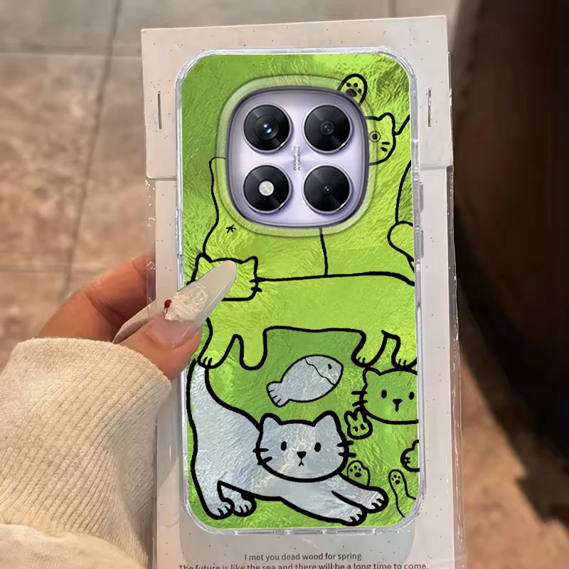 Funda para Redmi Note 14 Pro Plus 13 Pro 14S 14C A3 Xiaomi 14T 13T Pro funda de teléfono púrpura rosa dibujos animados pez gato para Redmi A5 bolsa - imagen 3