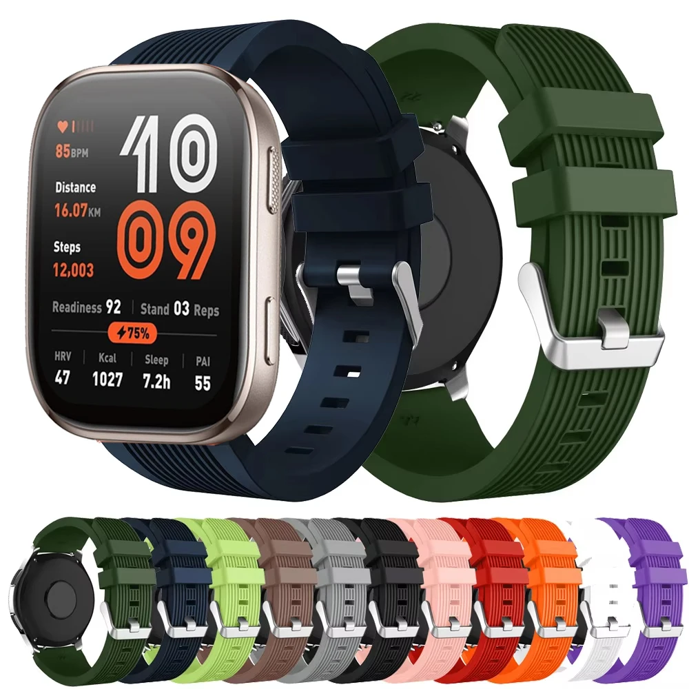 Correa de silicona de 22mm para Amazfit Bip 6/5 5 Unity, pulsera para Amazfit Balance/GTR 2 3 4 47mm/Cheetah Pro/Round/Stratos 2 3 - imagen 2