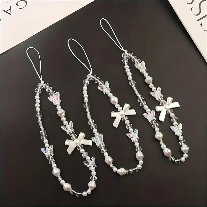 Cordón coreano para teléfono, cadena con lazo de mariposa, cuentas, cuerda colgante, cordón para cámara antipérdida, decoración para bolso - imagen 4