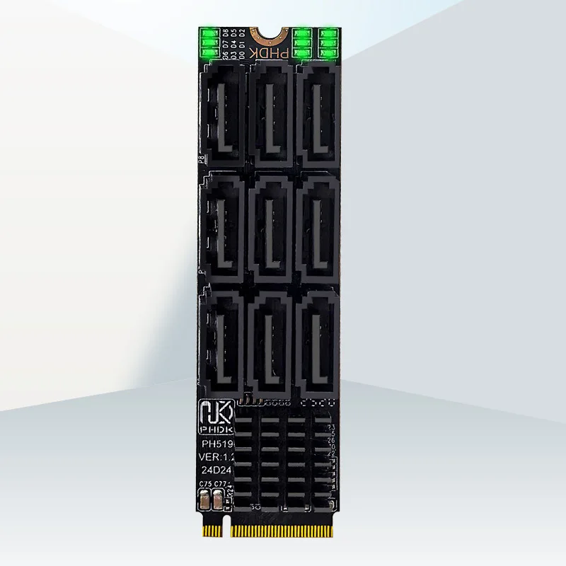 Nuevo M.2 NVME PCIE M-KEY a 9 puertos SATA3.0 tarjeta adaptadora Riser SATA III 6Gbps chasis servidor PC tarjeta de expansión de ordenador para escritorio - imagen 5
