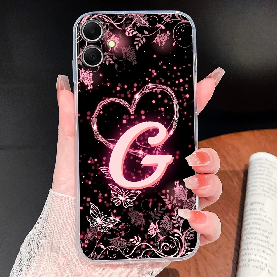 Para Samsung Galaxy A06 4G 5G funda de teléfono letras de corazón rosa suave TPU carcasa de silicona transparente ligera para Galaxy A 06 - imagen 5